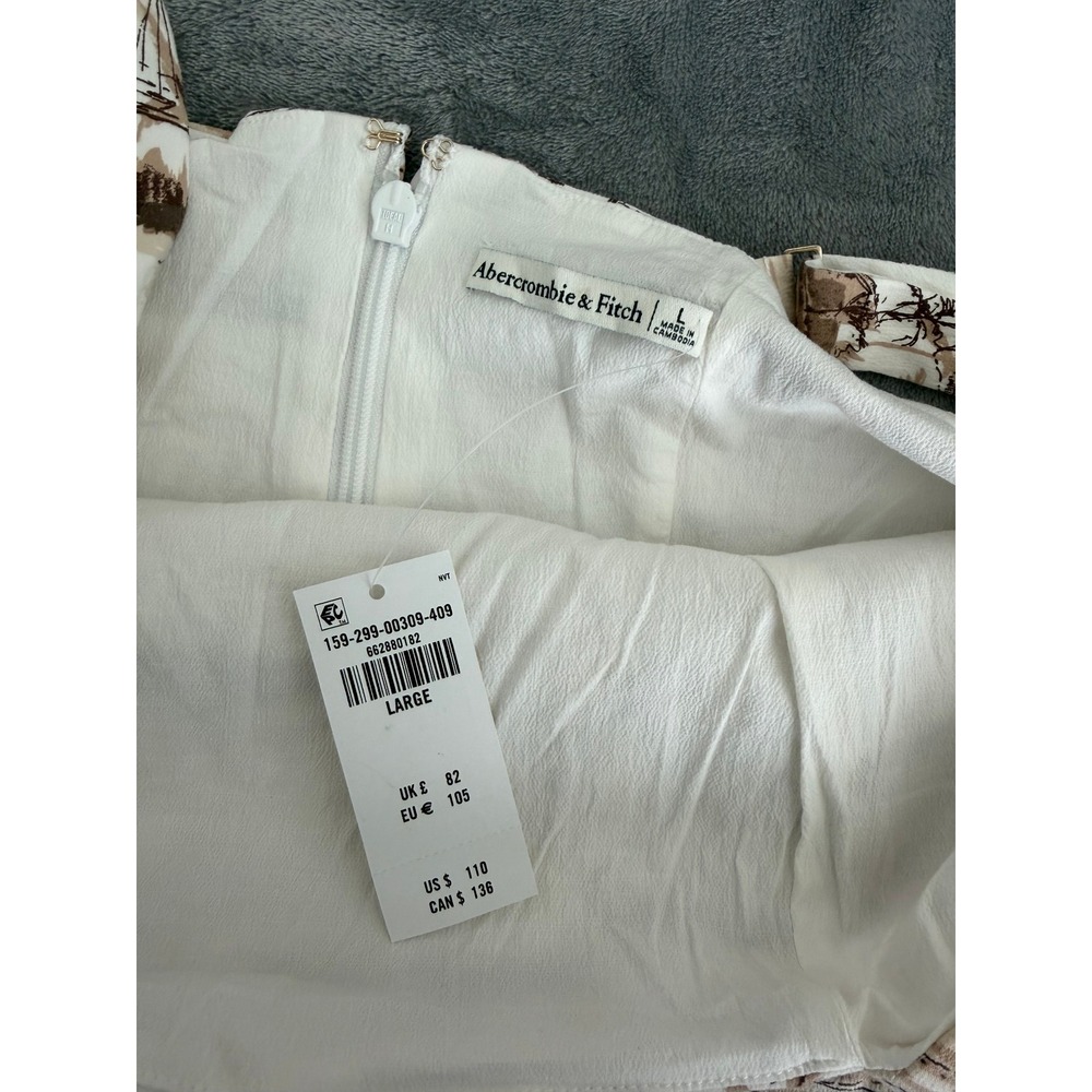 Abercrombie & Fitch Emerson Linen Blend Midi Dress Tropical Cream Large NWT - Picture 6 of 6